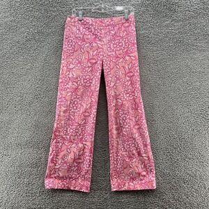VTG Lilly Pulitzer Womens 6 Pink White Floral Wide Leg Sailor Colorful Preppy